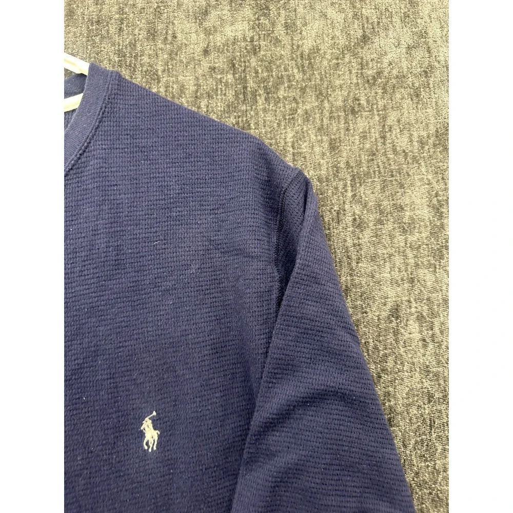 Polo Ralph Lauren Sleepwear Shirt Mens XL Navy Blue Pony Logo Casual Waffle Knit